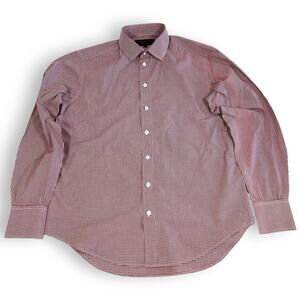 Rag & Bone Mens 15 1/2 40 Dress Shirt Red White Gingham 100% Cotton